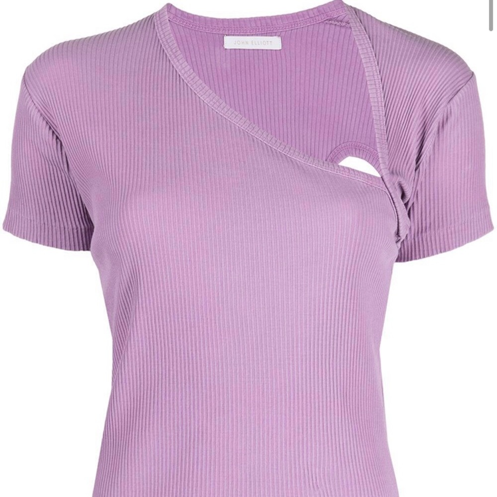 John Elliott Supima Asymmetrical Cutout Tee - Picture 4 of 9